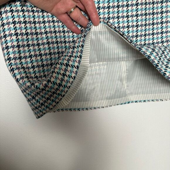 Veronica Beard Arezzo Turquoise Houndstooth Mini Skirt - Picture 7 of 13